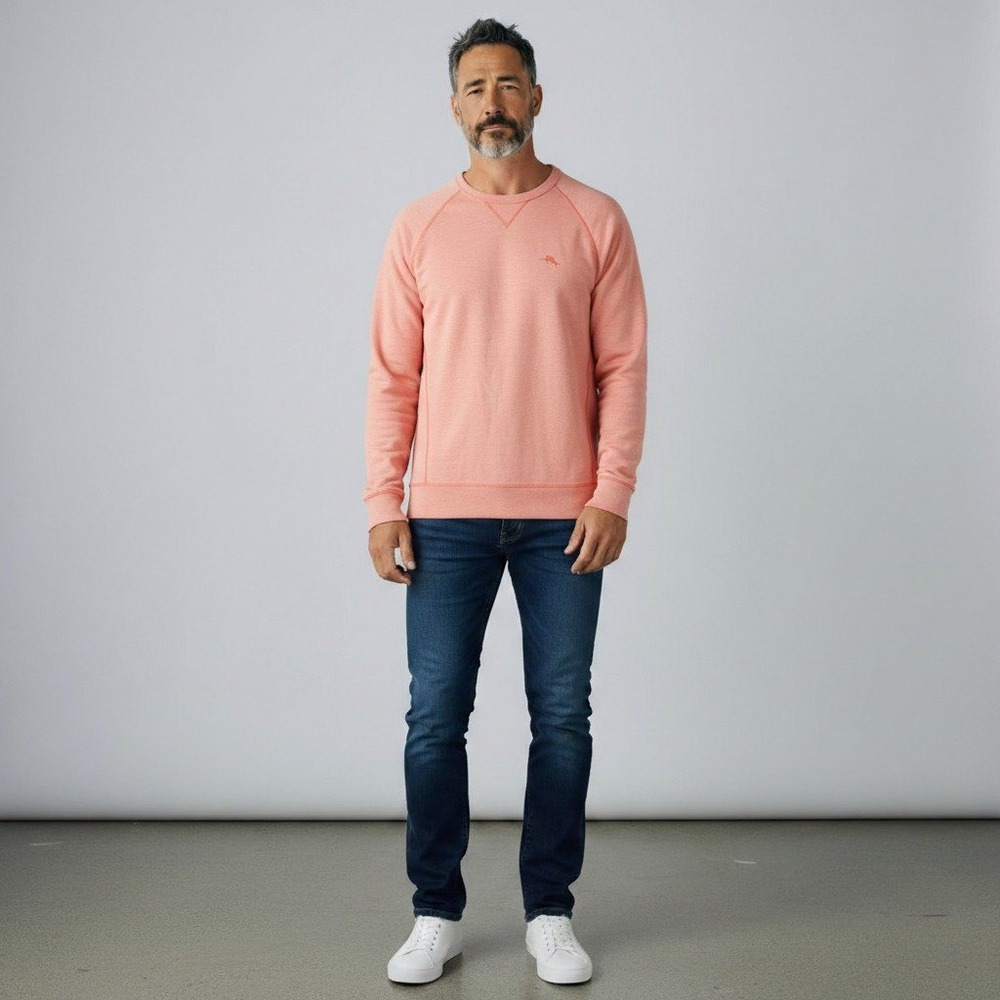 Tommy Bahama Mens Coral Heather Raglan Crewneck light weight sweat shirtLarge